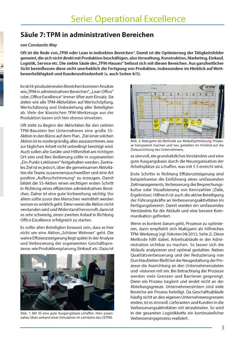 Operational Excellence - Artikel aus Fachmagazin YOKOTEN 2013-05