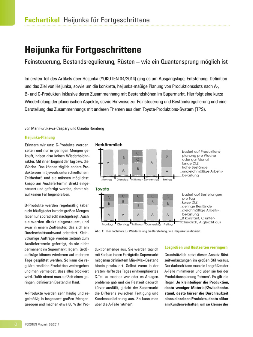 Heijunka für Fortgeschrittene - Artikel aus Fachmagazin YOKOTEN 2014-06