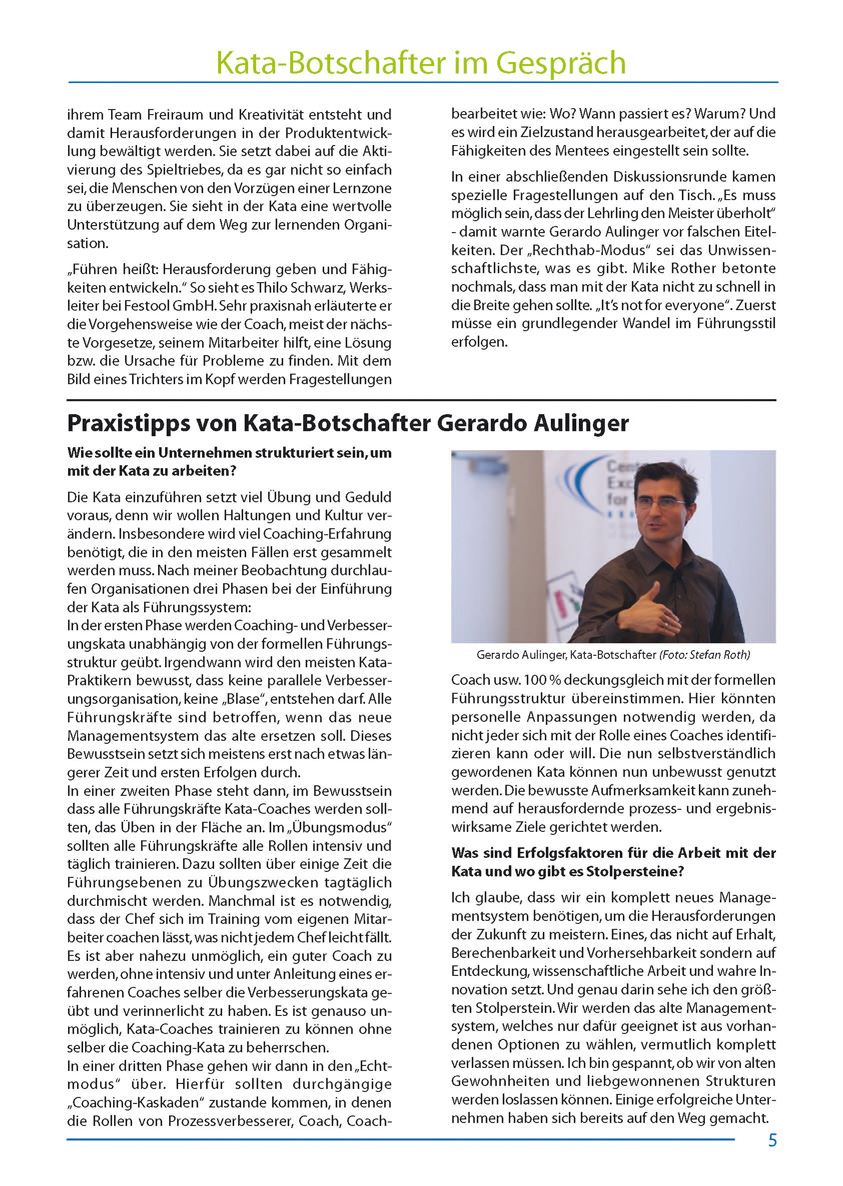 Praxistipps von Kata-Botschafter Gerardo Aulinger - Artikel aus Fachmagazin YOKOTEN 2012-01