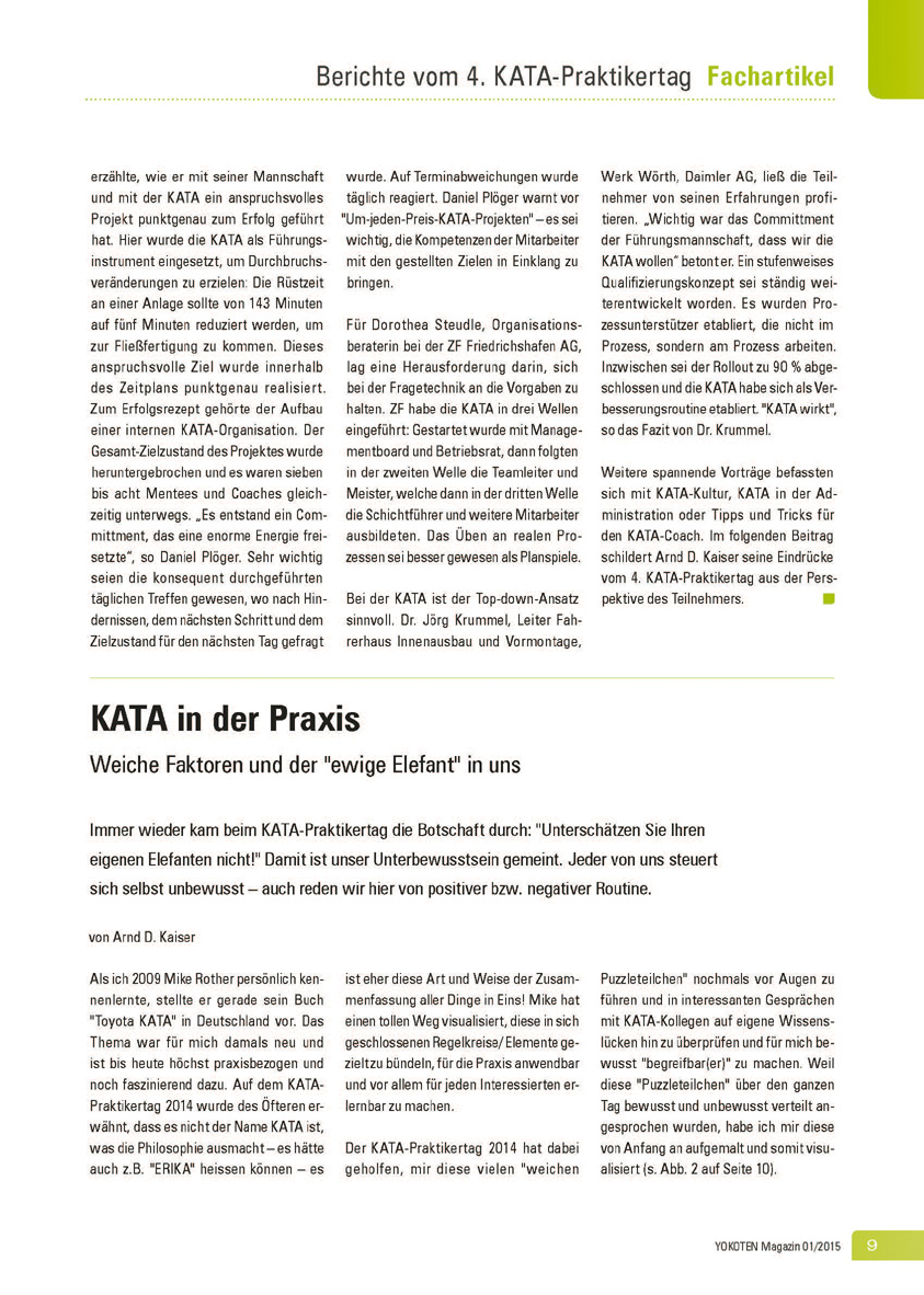 KATA in der Praxis - Artikel aus Fachmagazin YOKOTEN 2015-01