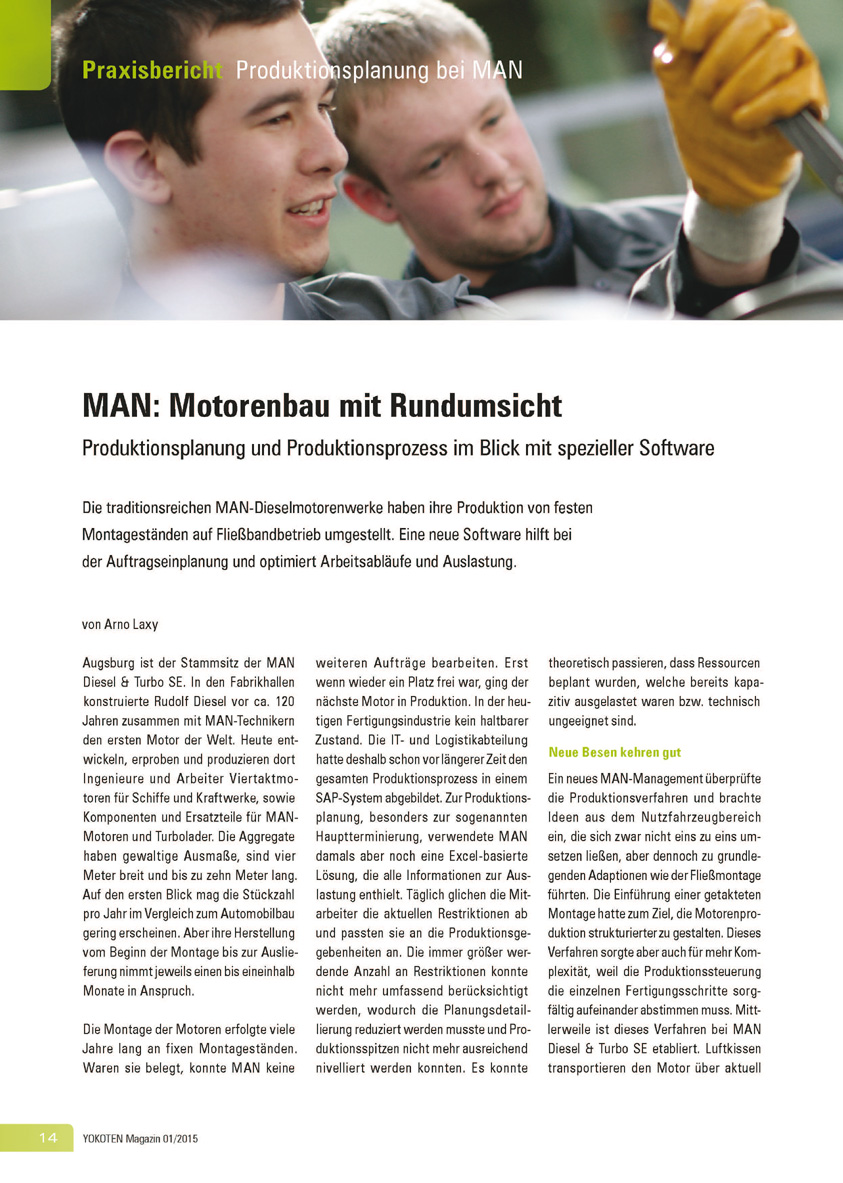MAN: Motorenbau mit Rundumsicht - Artikel aus Fachmagazin YOKOTEN 2015-01