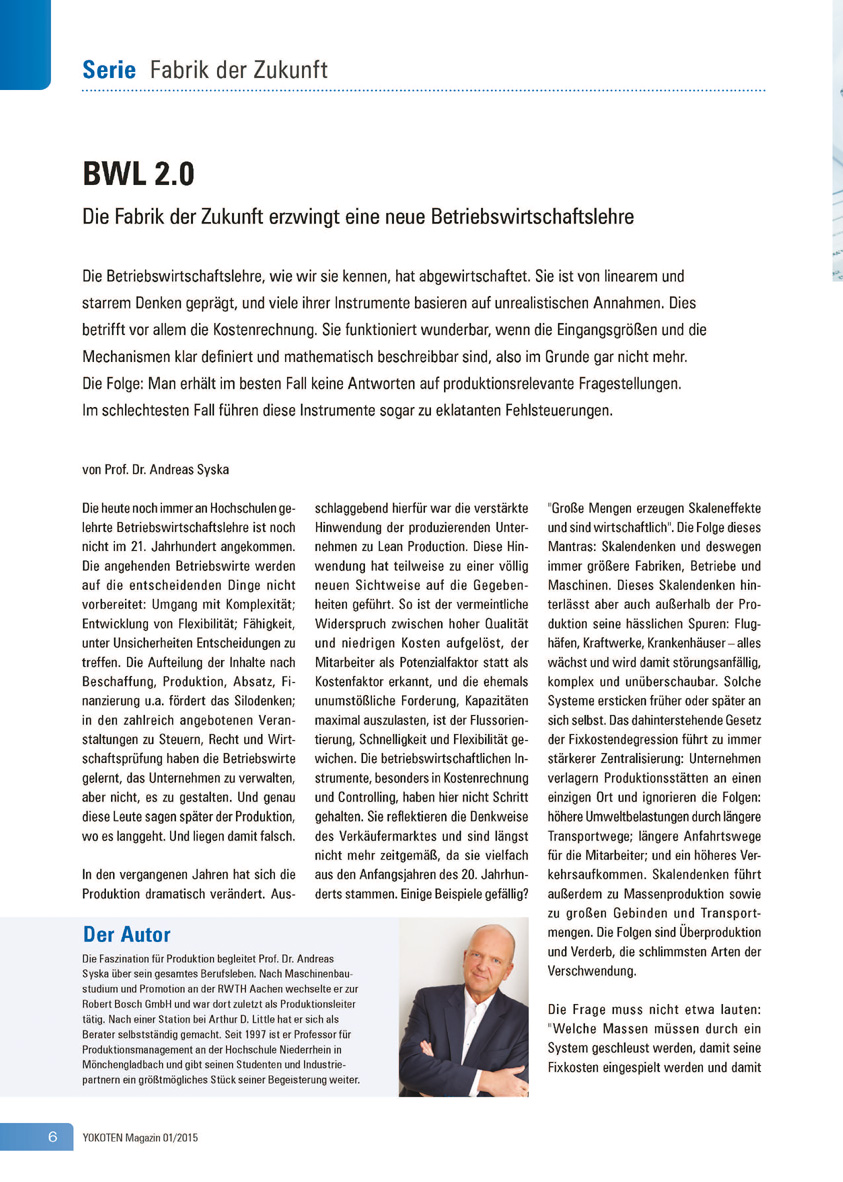 BWL 2.0  - Artikel aus Fachmagazin YOKOTEN 2015-01