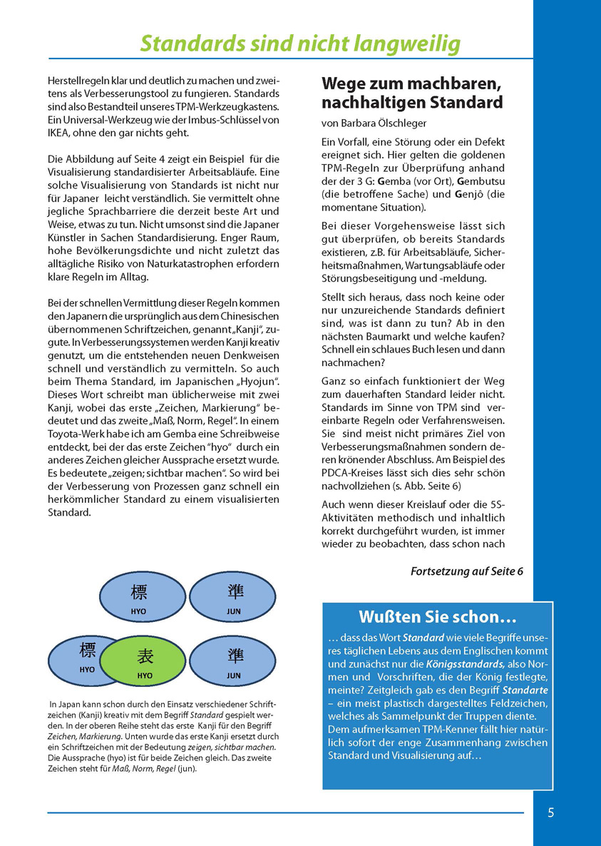 Wege zum machbaren, nachhaltigen Standard  - Artikel aus Fachmagazin YOKOTEN 2012-02