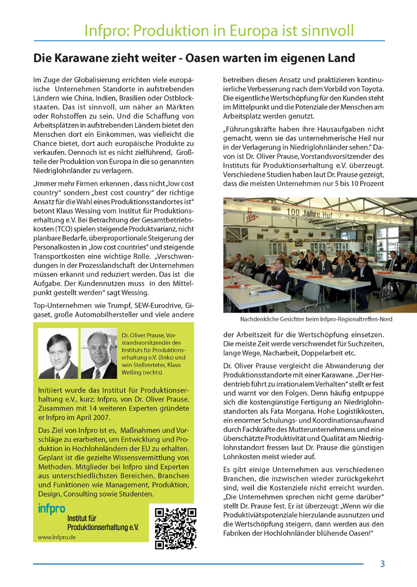 Infpro: Produktion in Europa ist sinnvoll - Artikel aus Fachmagazin YOKOTEN 2012-02