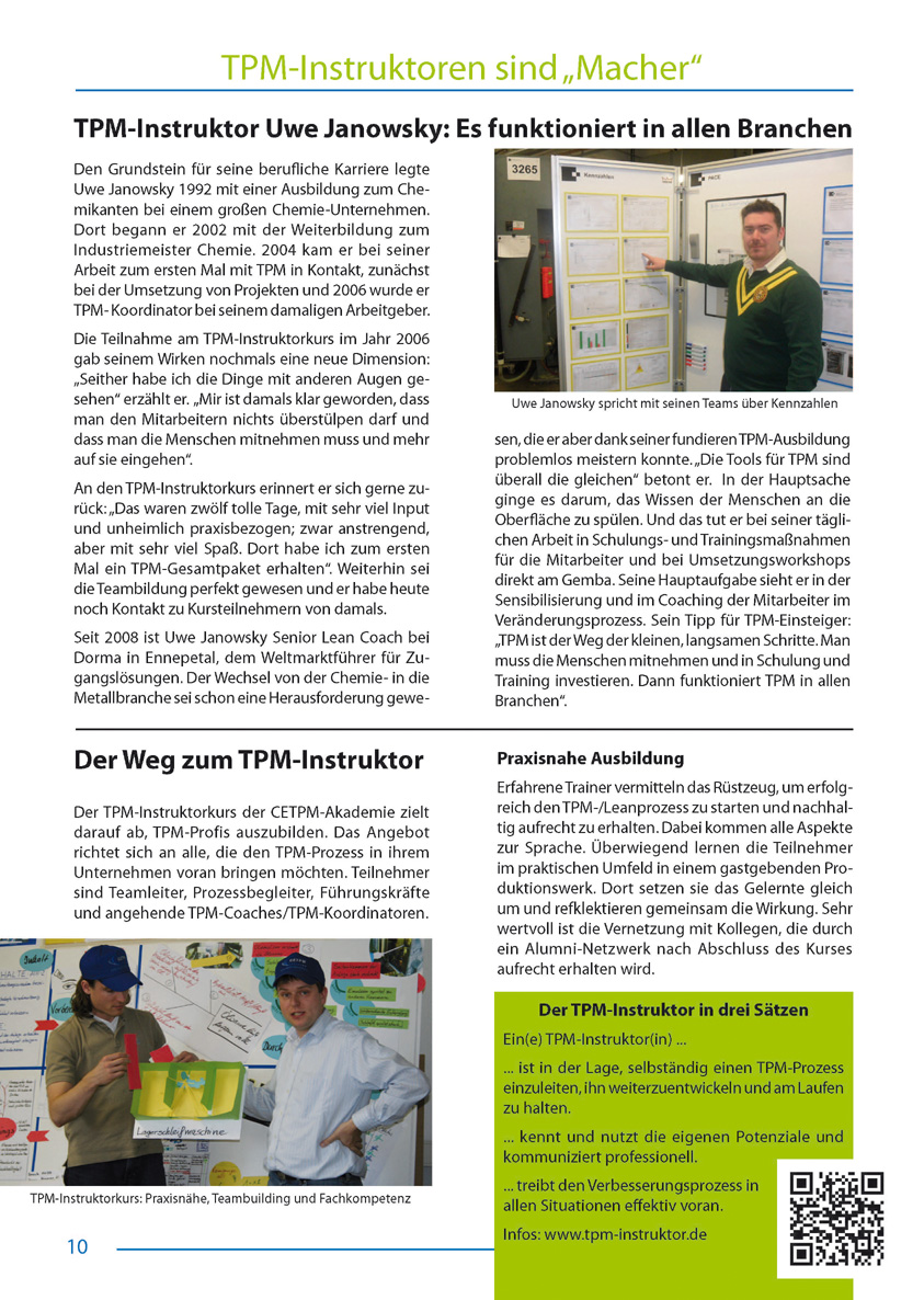 TPM-Instruktoren sind „Macher“ - Artikel aus Fachmagazin YOKOTEN 2012-02
