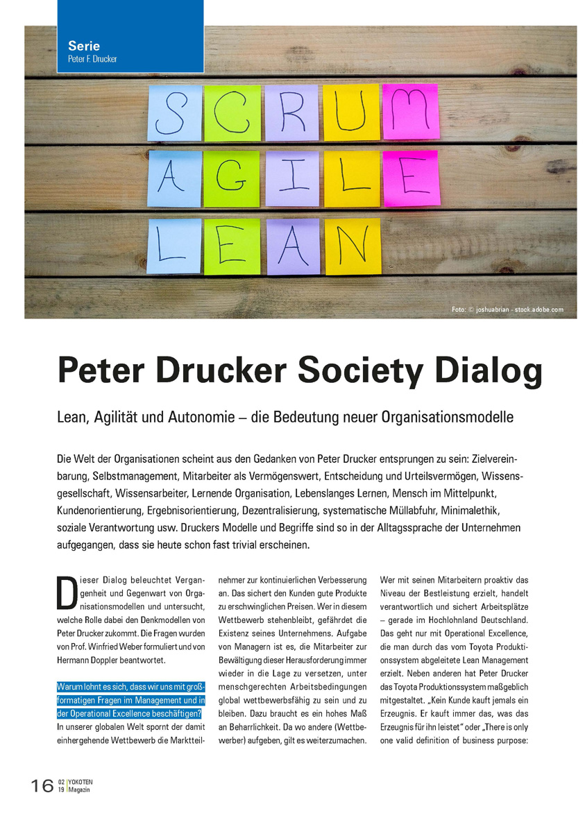 Peter Drucker Society Dialog  - Artikel aus Fachmagazin YOKOTEN 2019-02