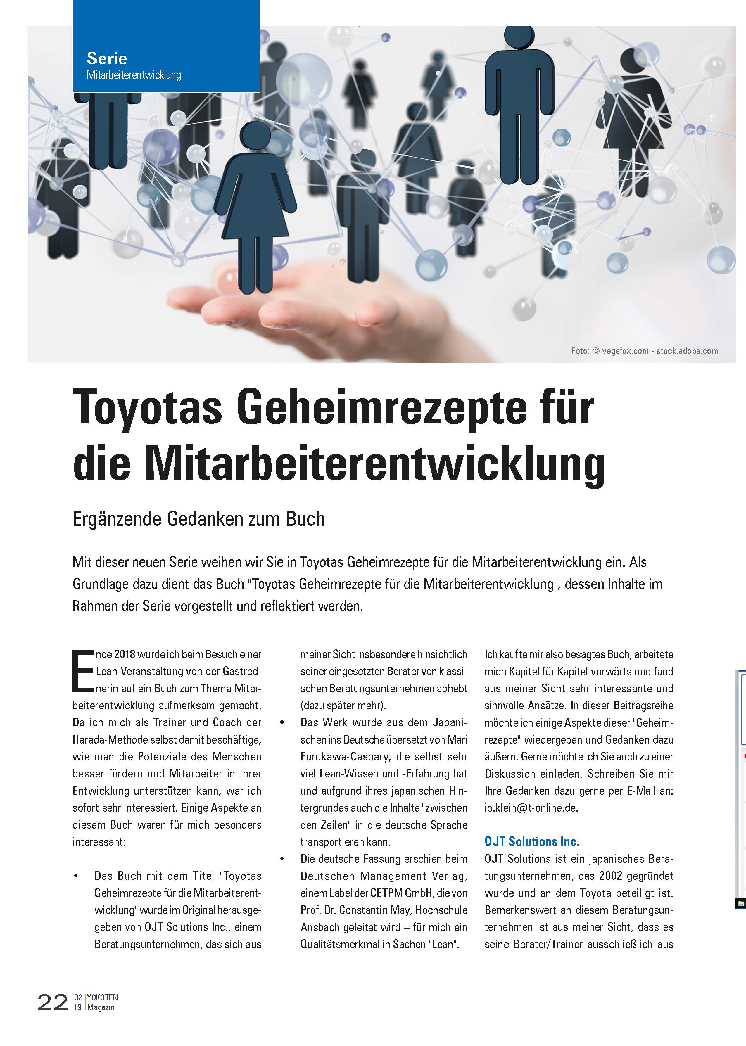Toyotas Geheimrezepte für die Mitarbeiterentwicklung - Artikel aus Fachmagazin YOKOTEN 2020-02