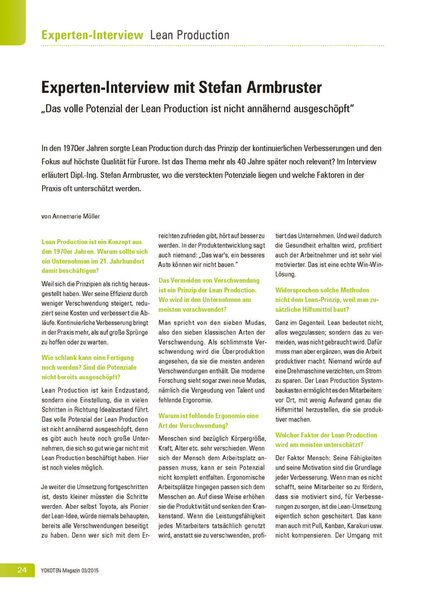 Experten-Interview mit Stefan Armbruster - Artikel aus Fachmagazin YOKOTEN 2015-03