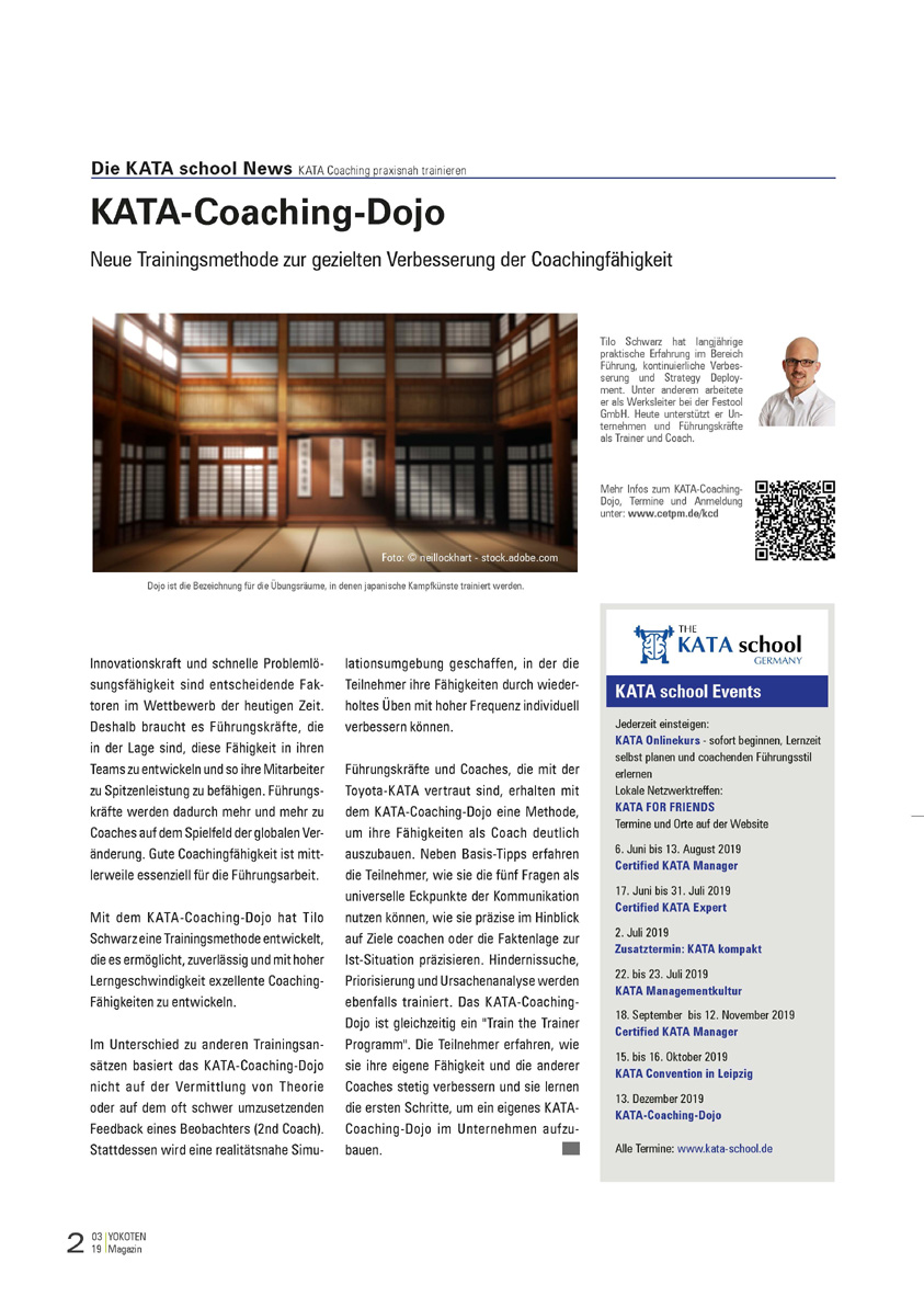 KATA-Coaching-Dojo - Artikel aus Fachmagazin YOKOTEN 2019-03