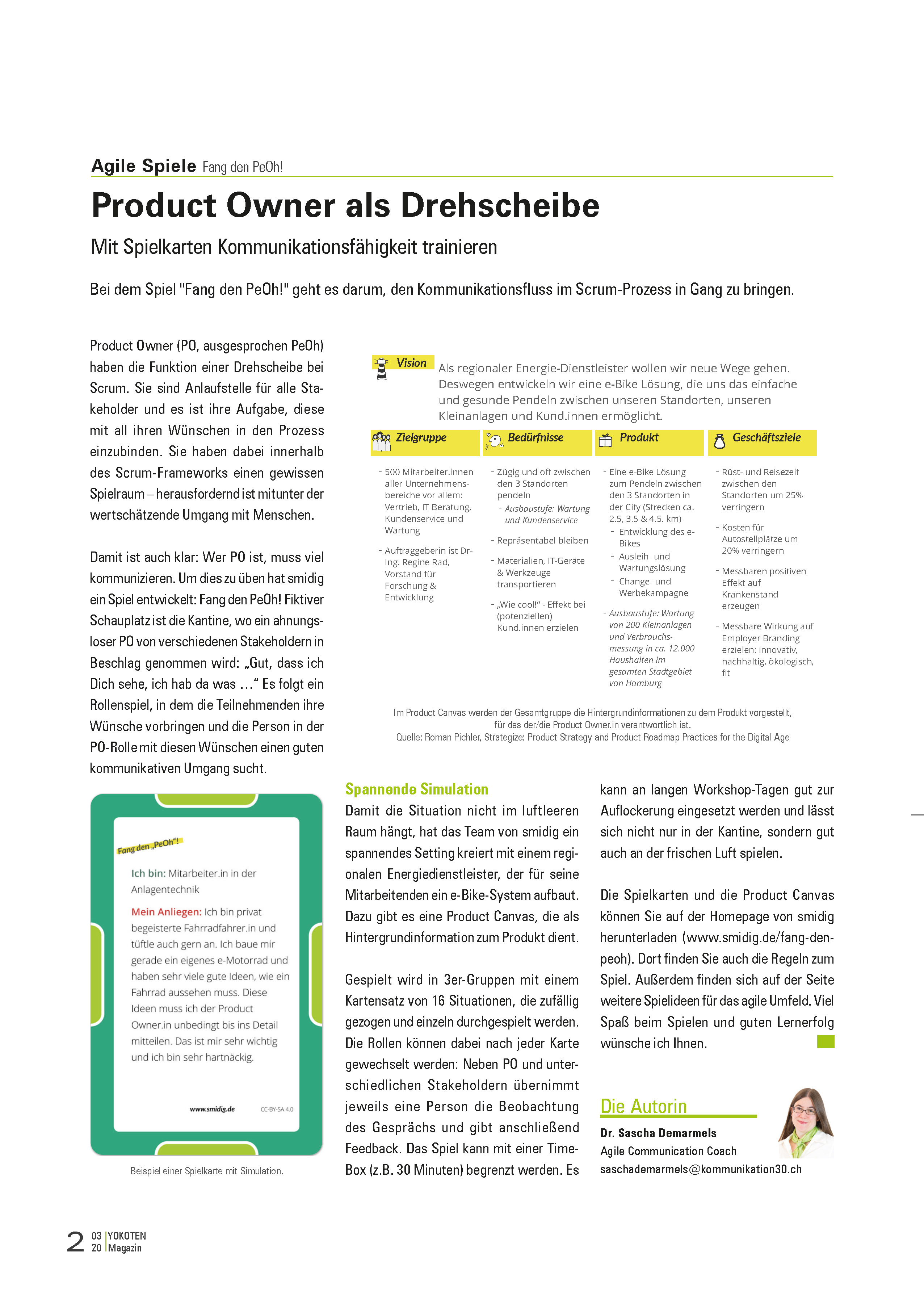 Product Owner als Drehscheibe - Artikel aus Fachmagazin YOKOTEN 2020-03