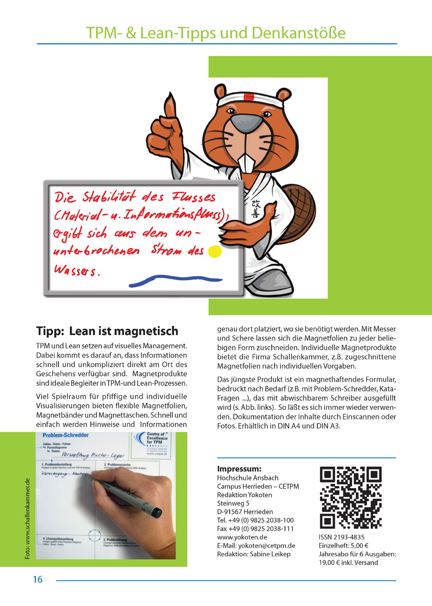 Tipp:  Lean ist magnetisch - Artikel aus Fachmagazin YOKOTEN 2012-04