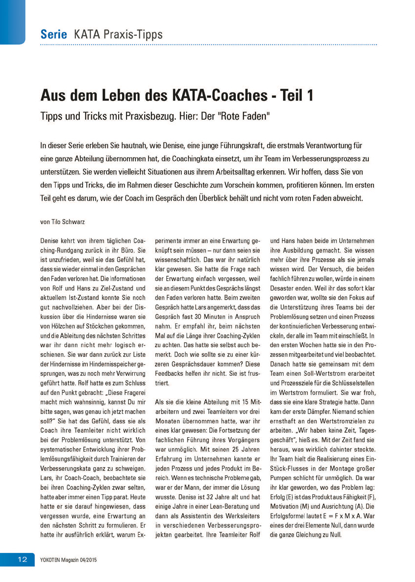YOKOTEN-Artikel: Aus dem Leben des KATA-Coaches - Teil 1