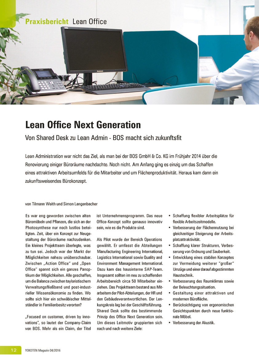 Lean Office Next Generation  - Artikel aus Fachmagazin YOKOTEN 2016-04