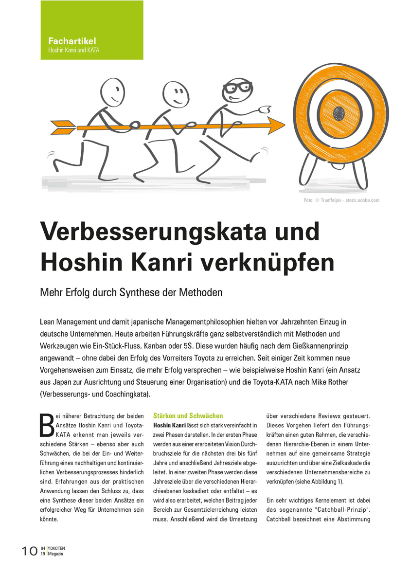 Verbesserungskata und   Hoshin Kanri verknüpfen - Artikel aus Fachmagazin YOKOTEN 2019-04