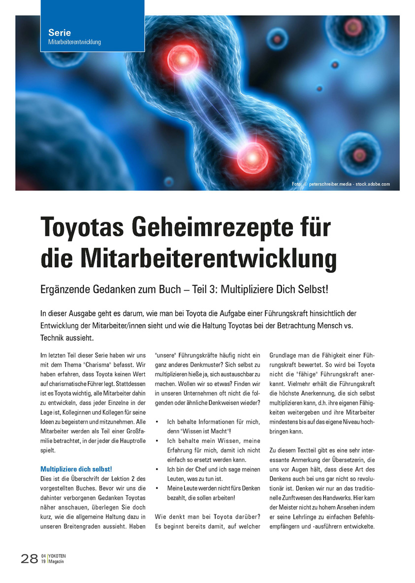Toyotas Geheimrezepte für die Mitarbeiterentwicklung - Artikel aus Fachmagazin YOKOTEN 2019-04