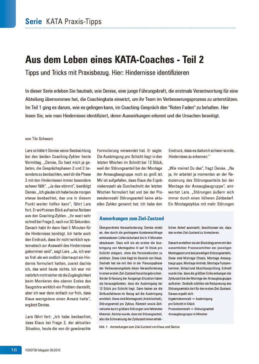 Aus dem Leben eines KATA-Coaches - Teil 2 - Artikel aus Fachmagazin YOKOTEN 2015-05