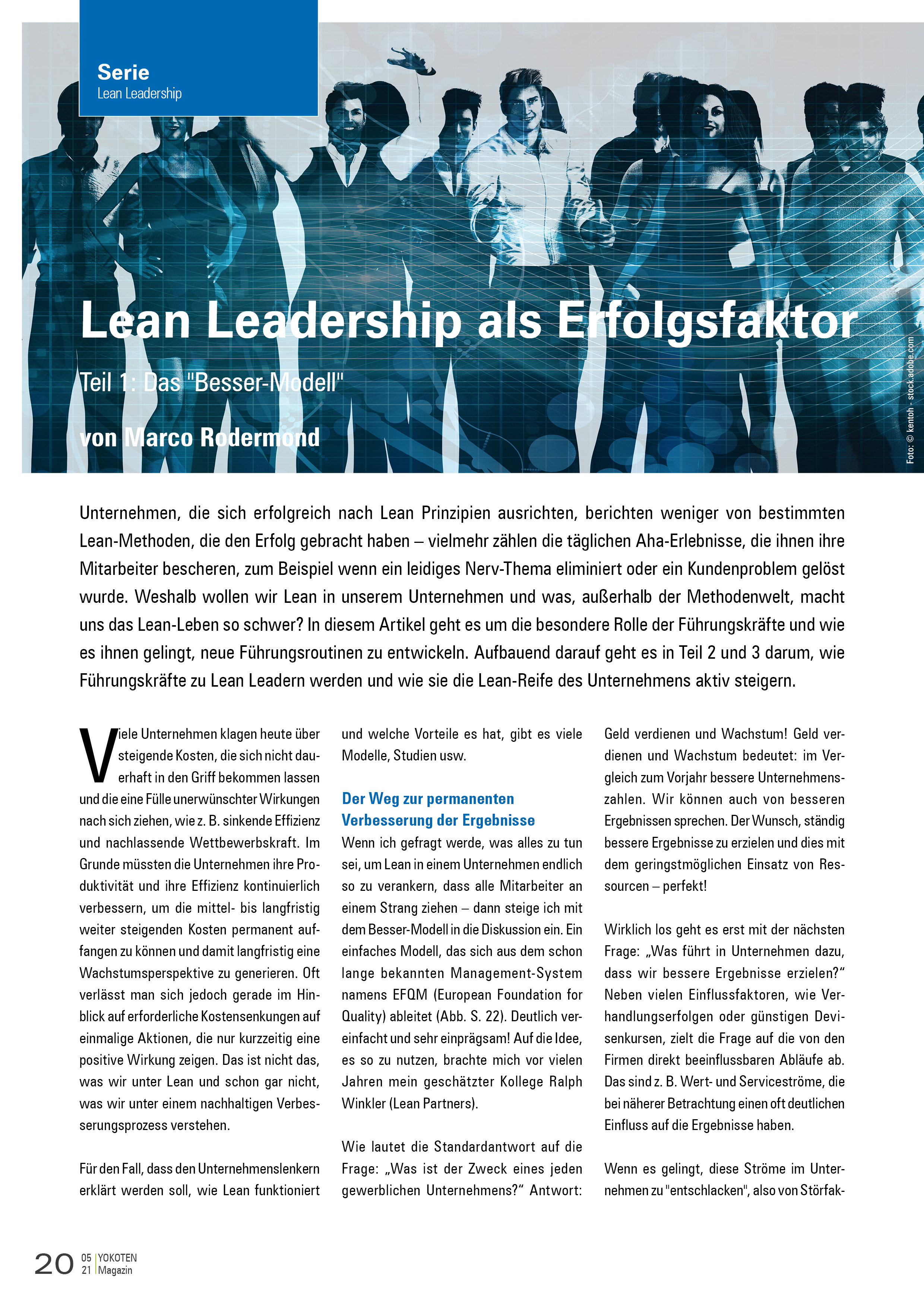 Lean Leadership als Erfolgsfaktor  - Artikel aus Fachmagazin YOKOTEN 2021-05