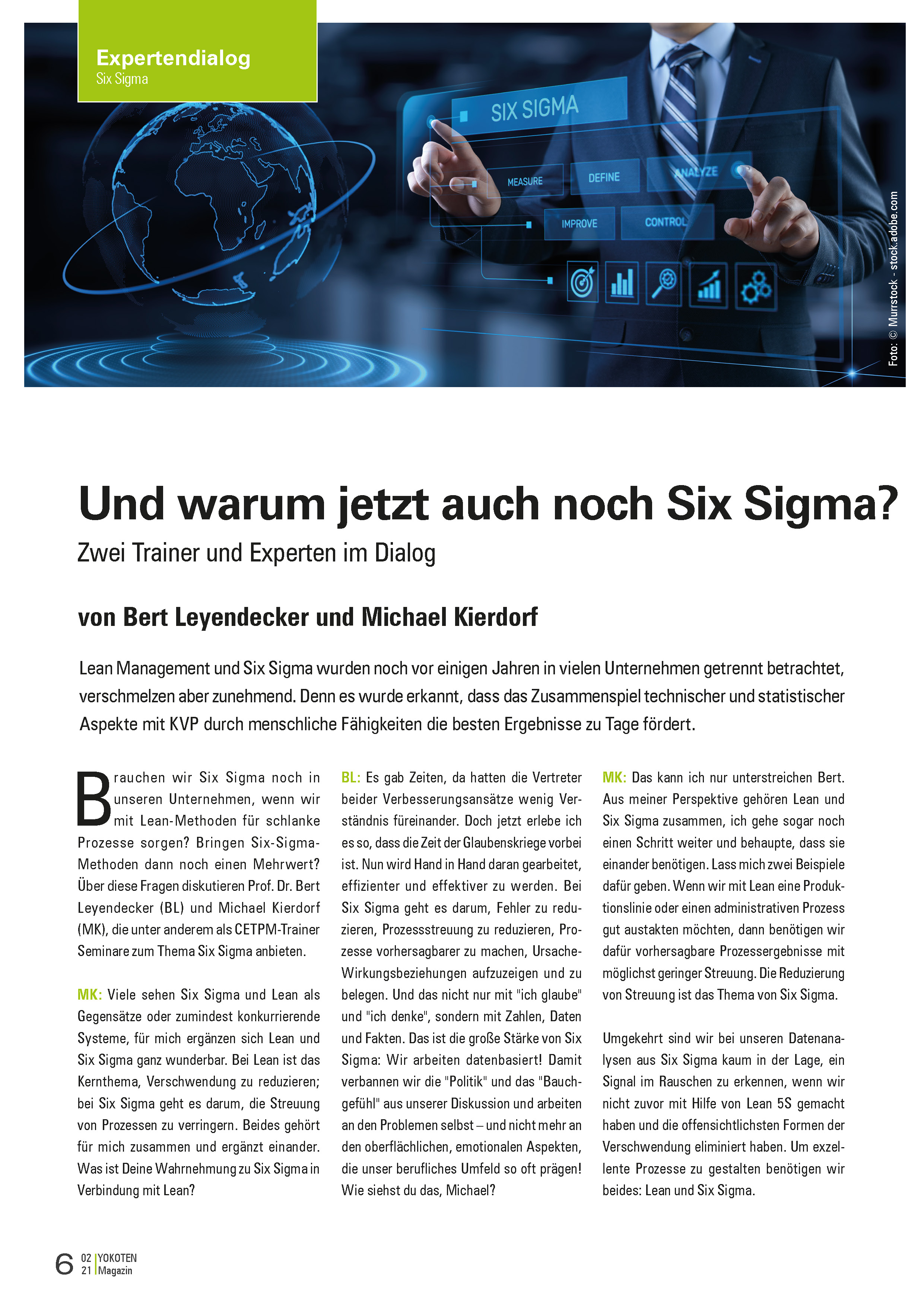Warum jetzt auch noch Six Sigma? - Artikel aus Fachmagazin YOKOTEN 2021-02