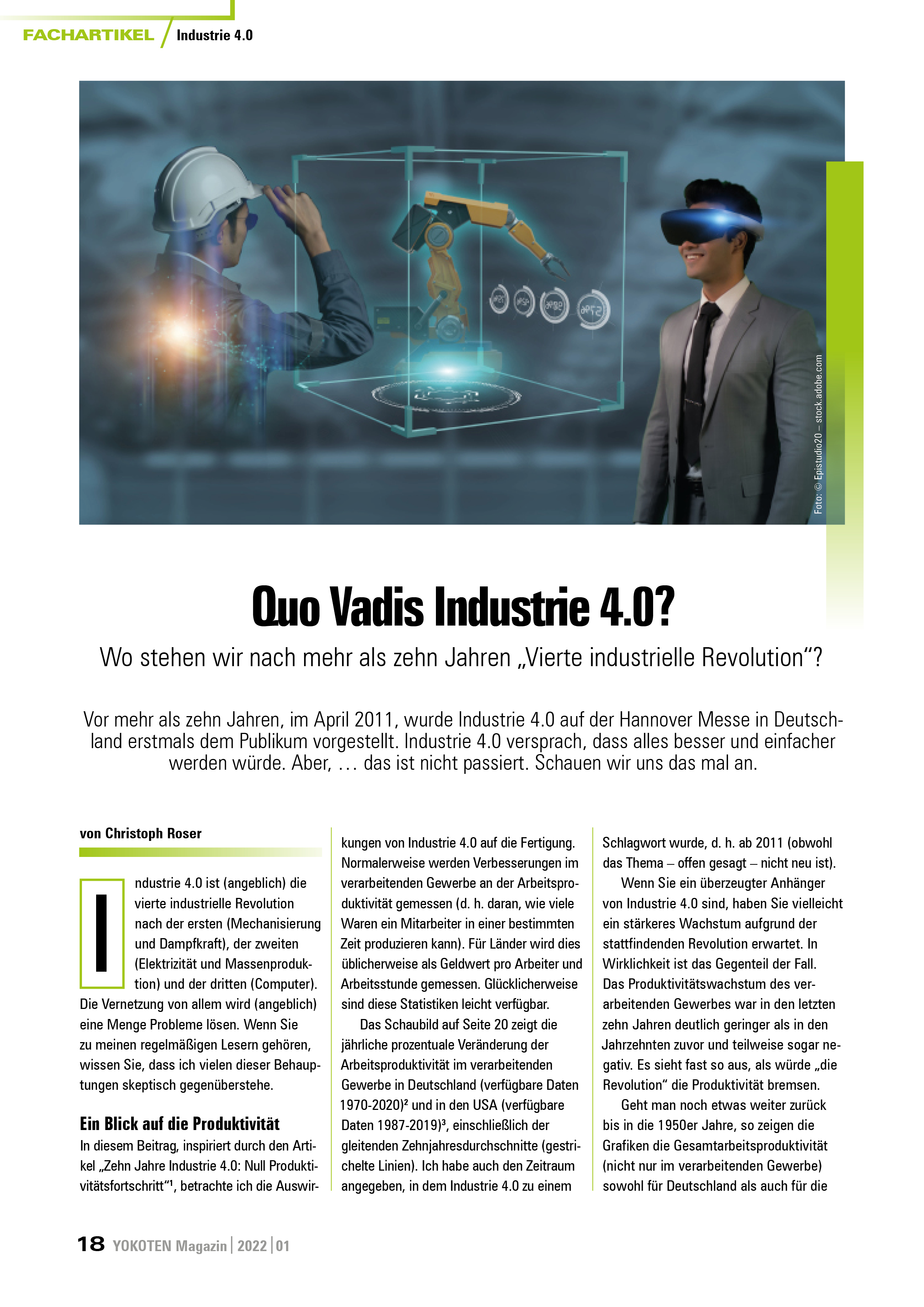 Quo Vadis Industrie 4.0? - Artikel aus Fachmagazin YOKOTEN 2022-01