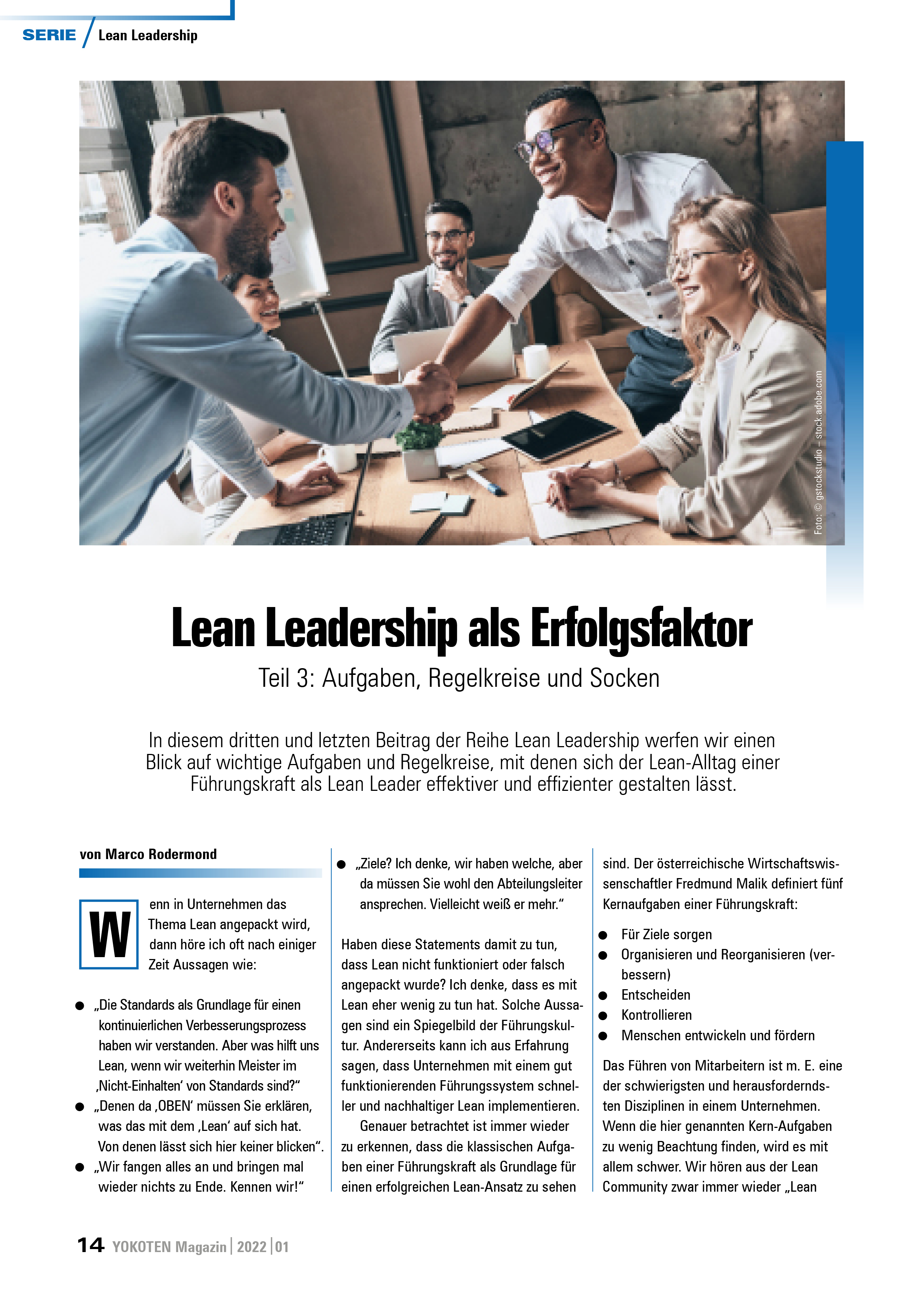YOKOTEN-Artikel: Lean Leadership als Erfolgsfaktor
