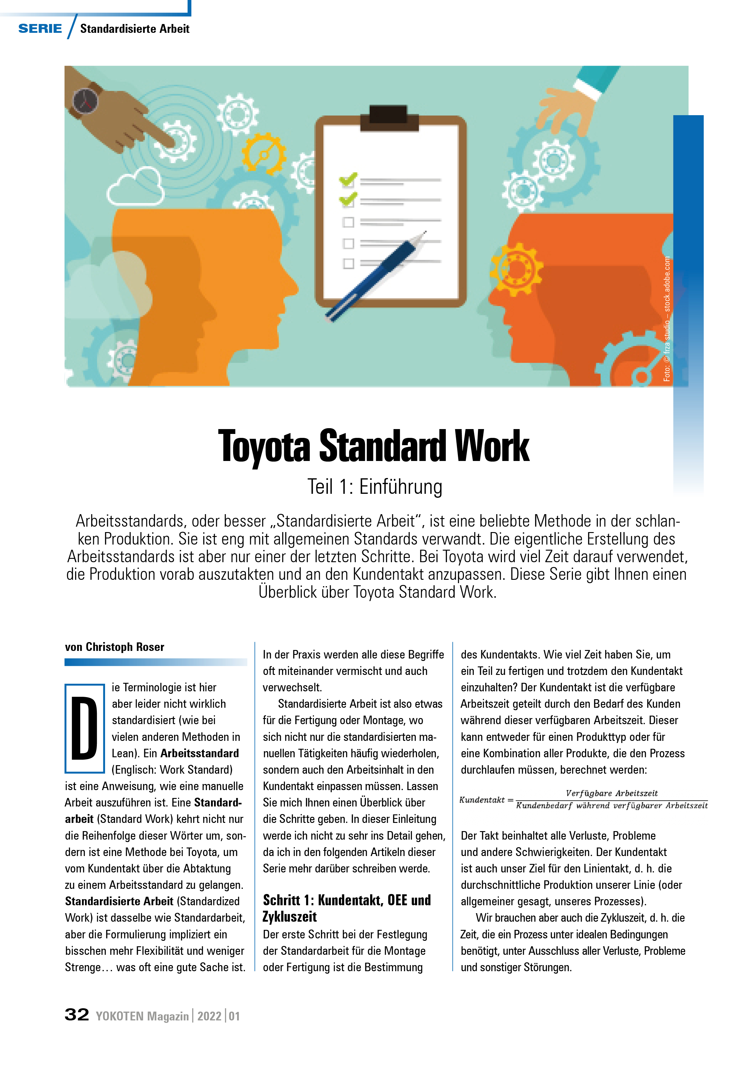 Toyota Standard Work - Artikel aus Fachmagazin YOKOTEN 2022-01