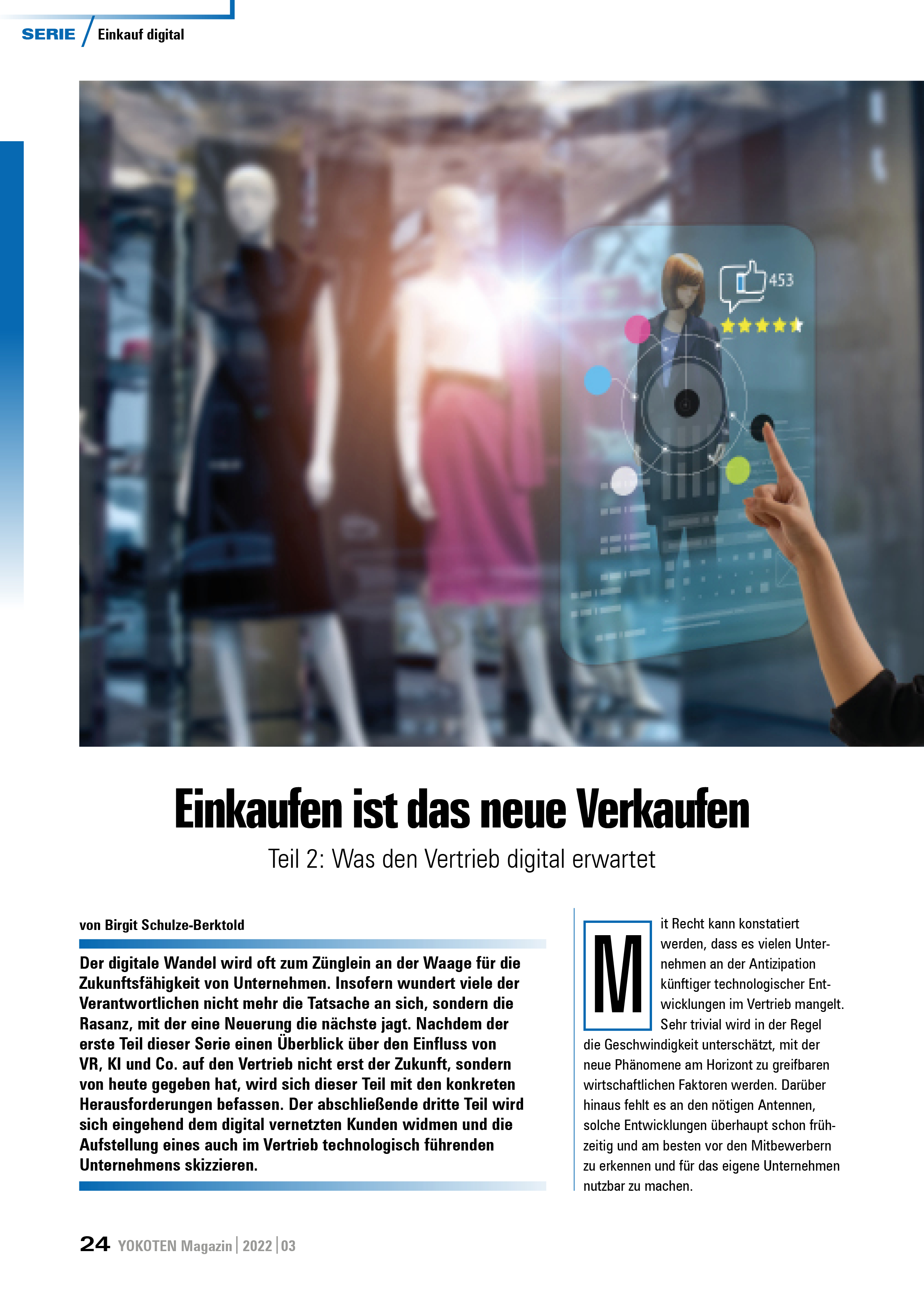 Einkaufen ist das neue Verkaufen - Artikel aus Fachmagazin YOKOTEN 2022-03