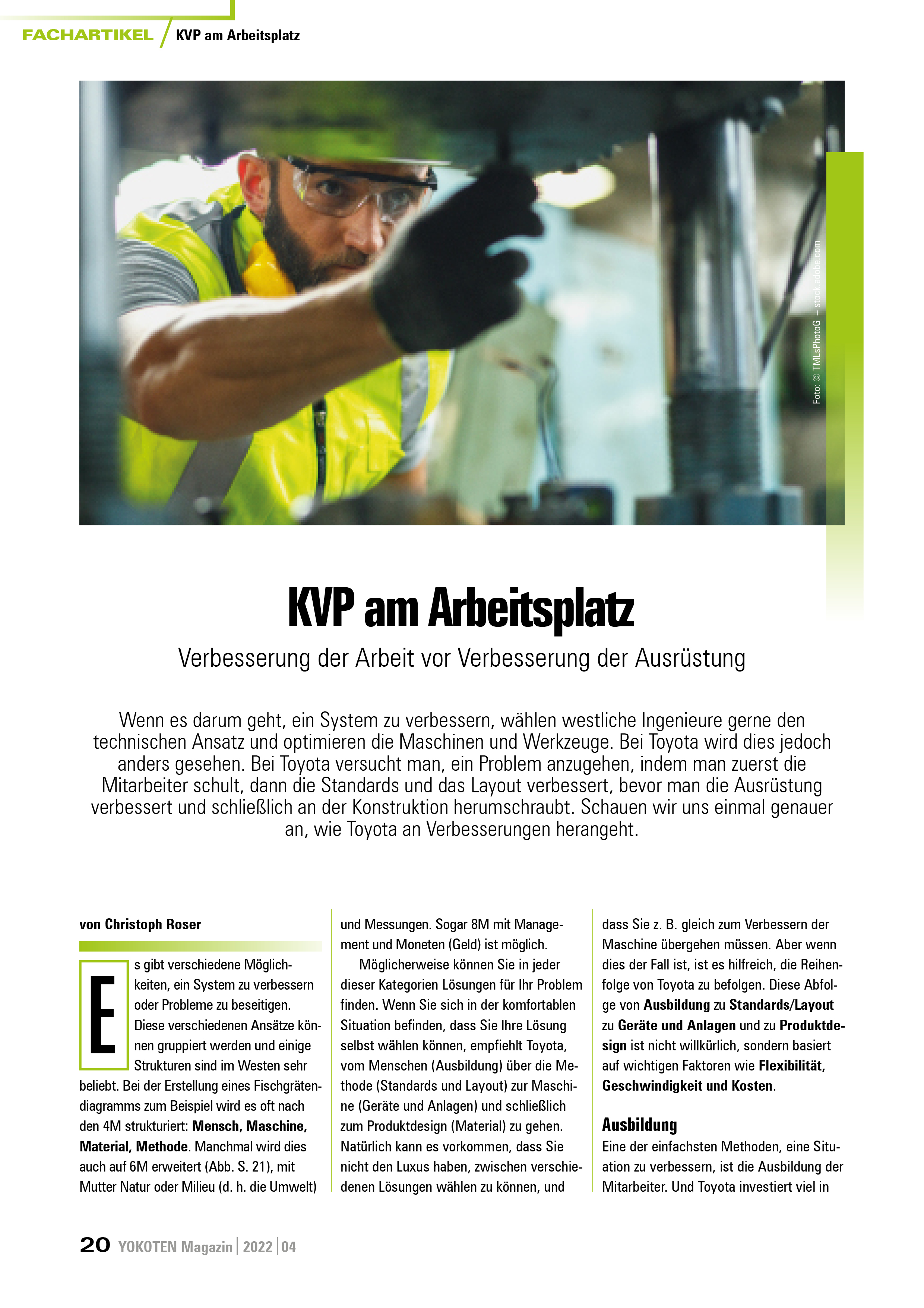 KVP am Arbeitsplatz - Artikel aus Fachmagazin YOKOTEN 2022-04