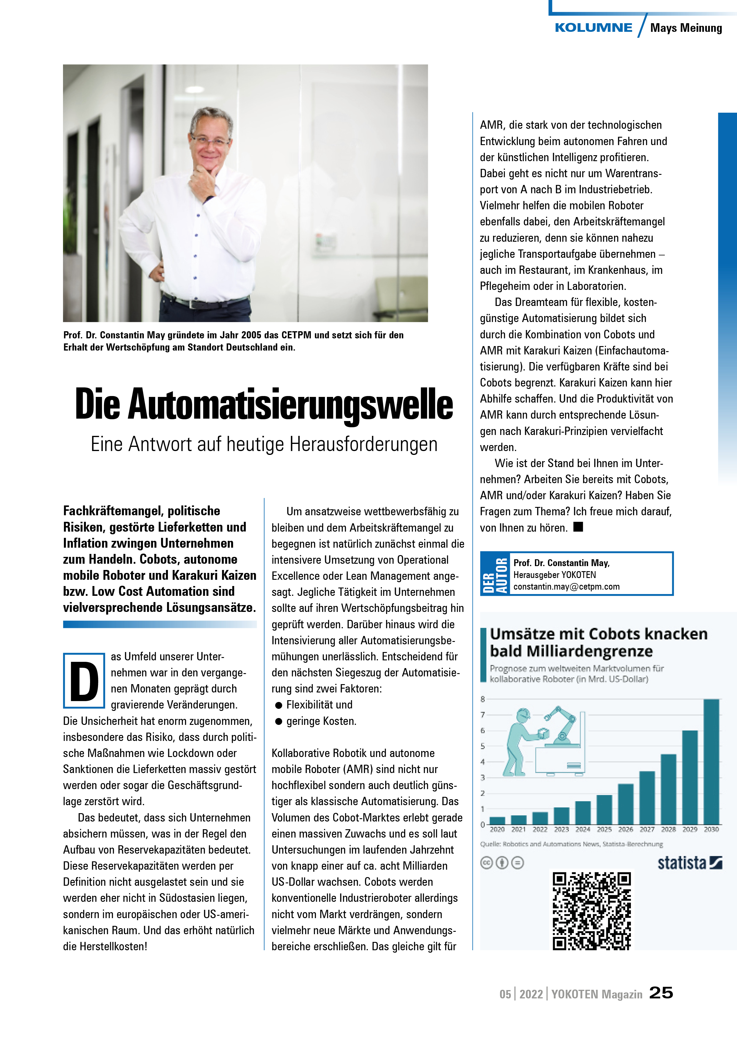 Die Automatisierungswelle - Artikel aus Fachmagazin YOKOTEN 2022-05