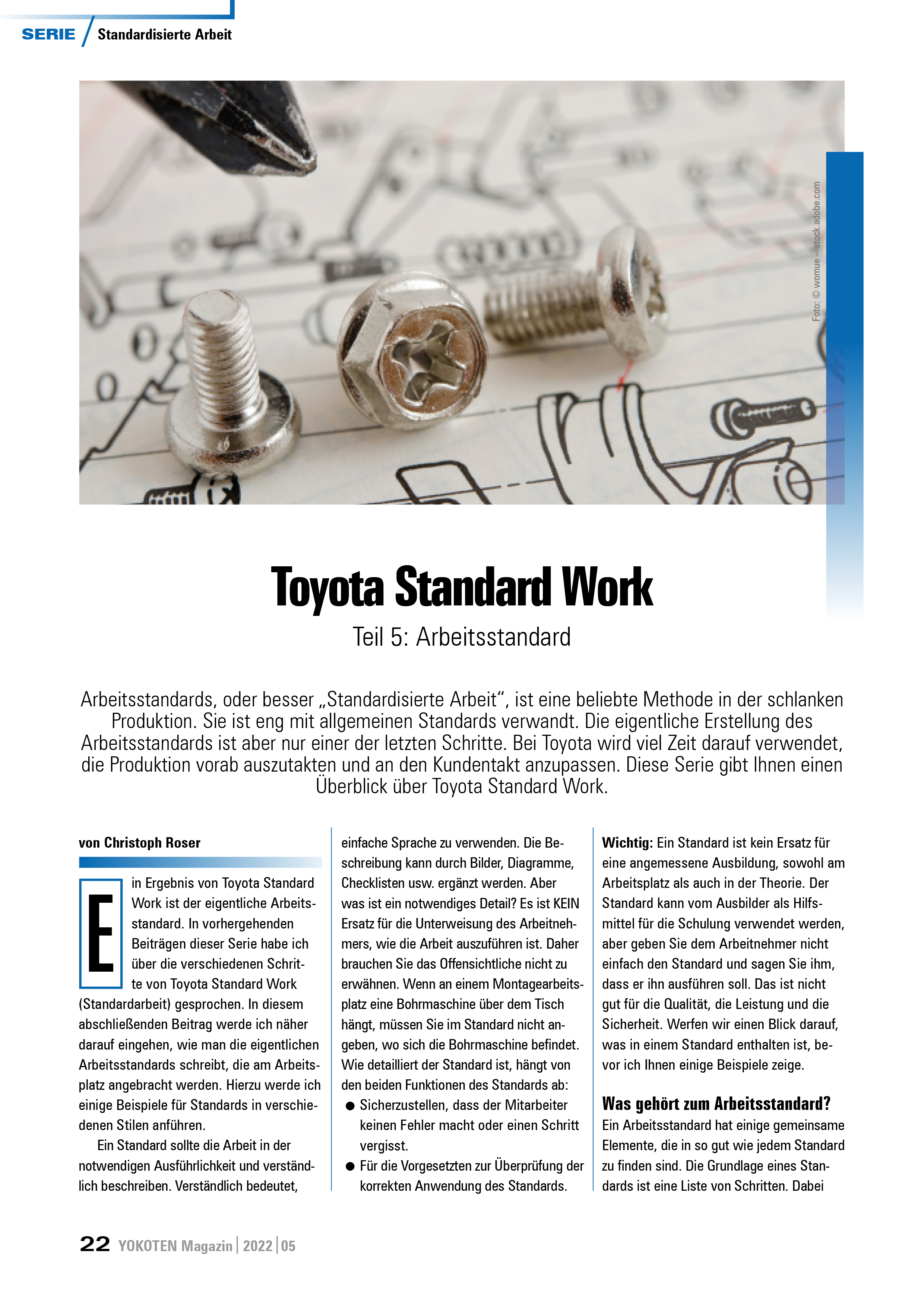 Toyota Standard Work - Artikel aus Fachmagazin YOKOTEN 2022-05