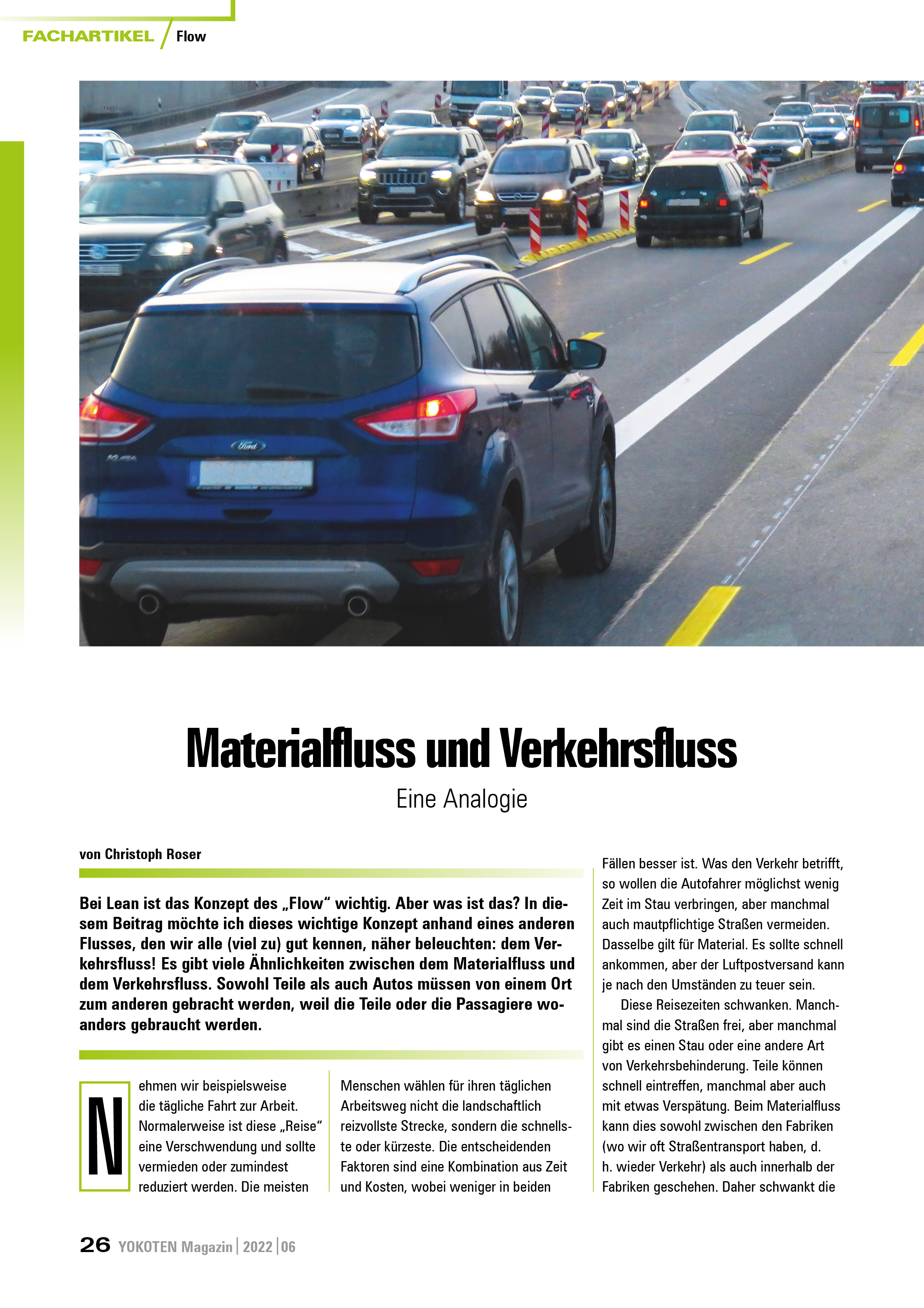 Materialfluss und Verkehrsfluss - Artikel aus Fachmagazin YOKOTEN 2022-06
