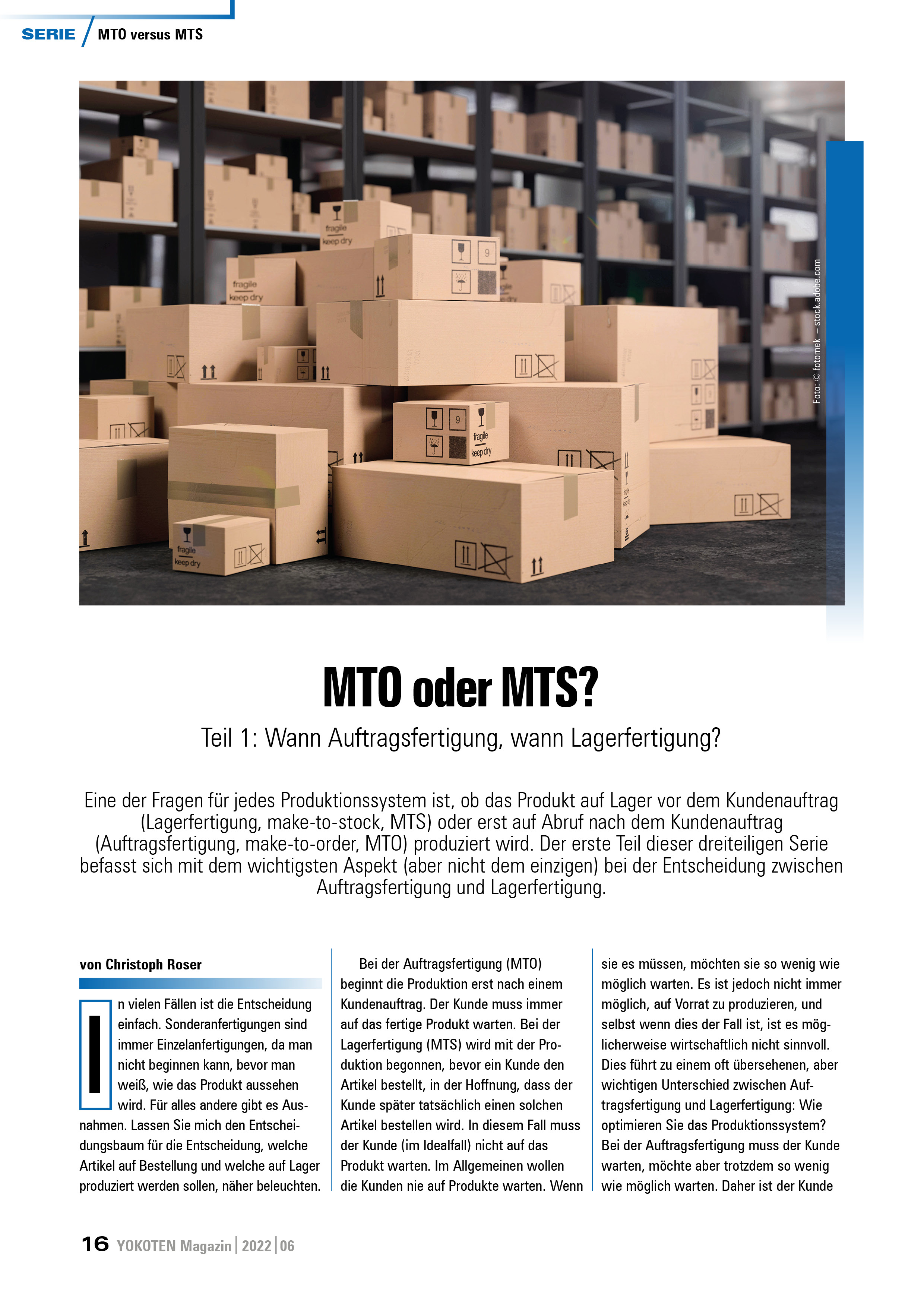MTO oder MTS? - Teil 1 - Artikel aus Fachmagazin YOKOTEN 2022-06