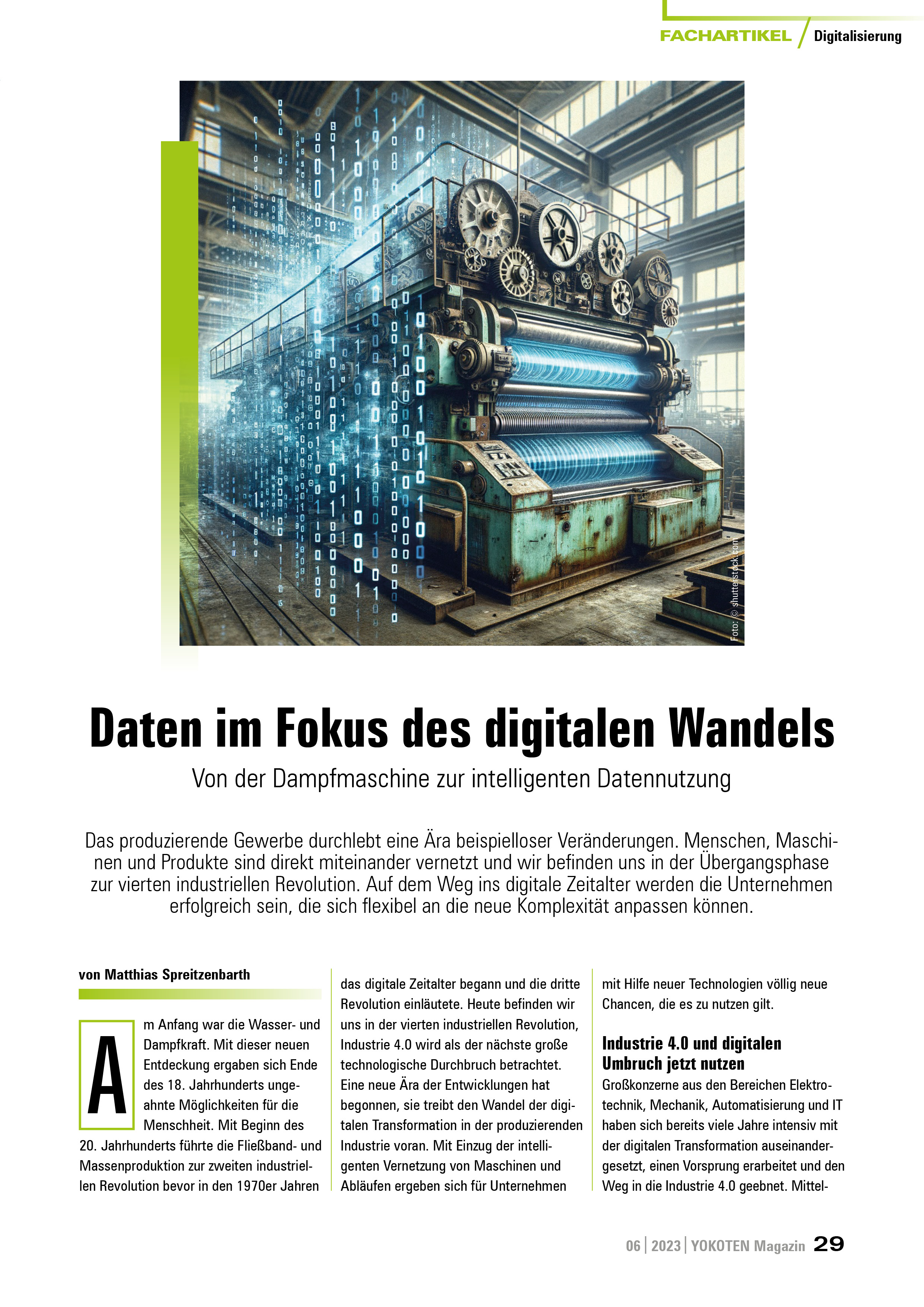 Daten im Fokus des digitalen Wandels - Artikel aus Fachmagazin YOKOTEN 2023-06